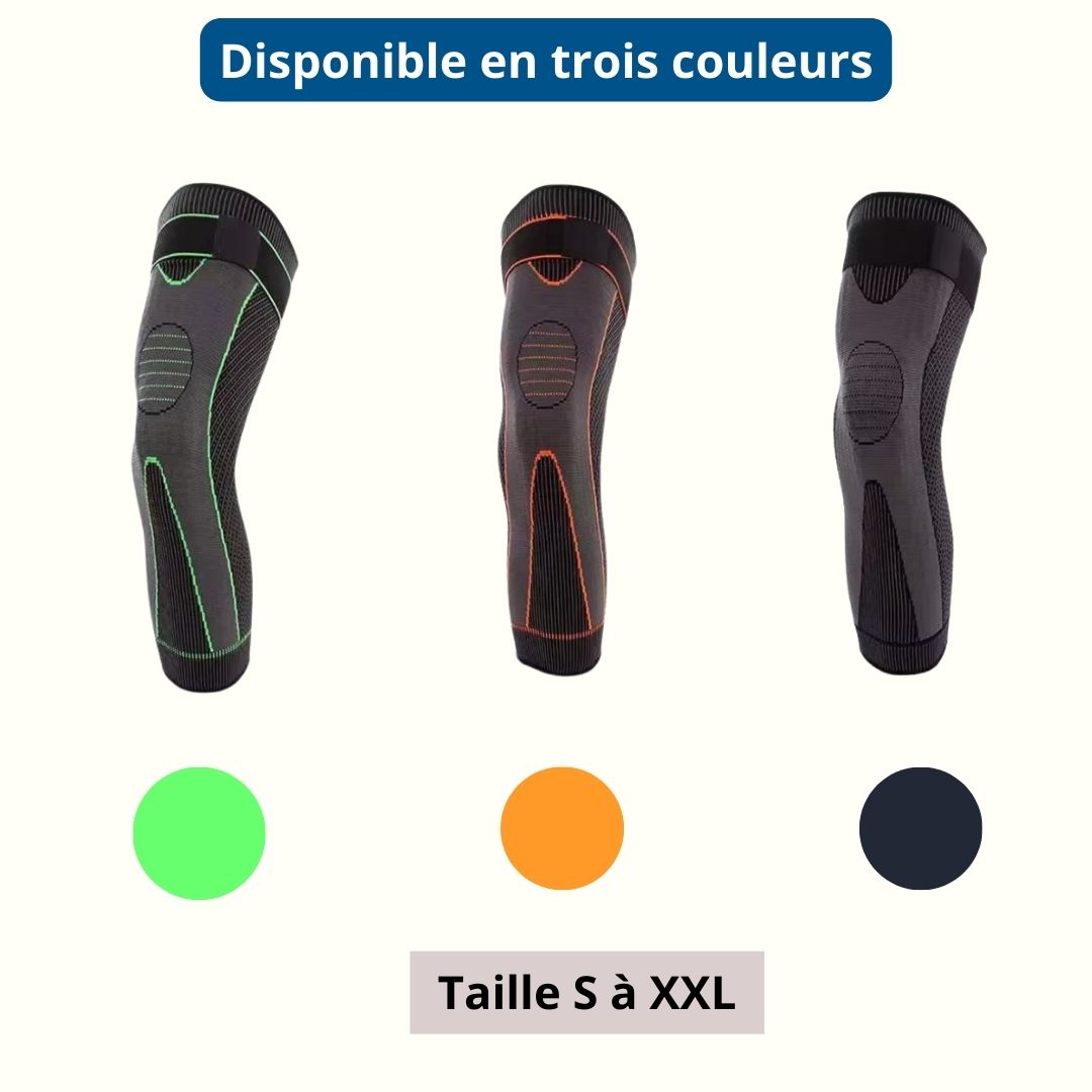 Genouillère de compression jambe et genou autochauffante et ajustable