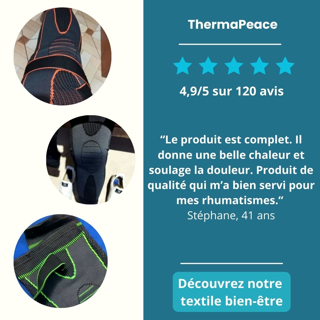 Genouillère de compression jambe et genou autochauffante et ajustable